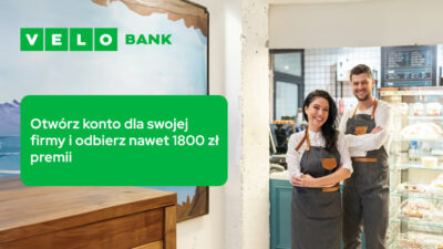 VeloBank konto firmowe 1800 zł premii